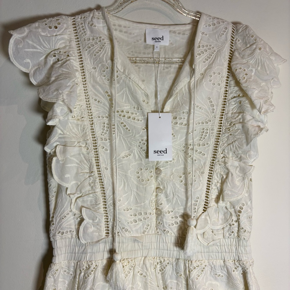 Seed Heritage NWT Broderie Eyelet Ivory Mini Dress Size US 4 - Picture 3 of 9